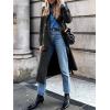 imageCicy Bell Womens Long Trench Coat Double Breasted Classic Lapel Fall Overcoat with BeltBlack