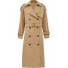 imageCicy Bell Womens Long Trench Coat Double Breasted Classic Lapel Fall Overcoat with BeltKhaki