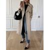imageCicy Bell Womens Long Trench Coat Double Breasted Classic Lapel Fall Overcoat with BeltLight Khaki