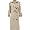 imageCicy Bell Womens Long Trench Coat Double Breasted Classic Lapel Fall Overcoat with BeltLight Khaki