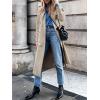 imageCicy Bell Womens Long Trench Coat Double Breasted Classic Lapel Fall Overcoat with BeltLight Khaki