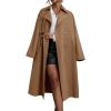 imageCicy Bell Womens Long Trench Coat Double Breasted Lapel Midi Jacket with Belt OvercoatDark Khaki
