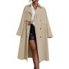 imageCicy Bell Womens Long Trench Coat Double Breasted Lapel Midi Jacket with Belt OvercoatKhaki