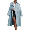 imageCicy Bell Womens Long Trench Coat Double Breasted Lapel Midi Jacket with Belt OvercoatSky Blue