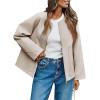 imageCicy Bell Womens Oversized Bomber Jacket Zip Up Collarless Work Casual Blazer Lightweight Fall Pea CoatsBeige