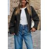 imageCicy Bell Womens Oversized Bomber Jacket Zip Up Collarless Work Casual Blazer Lightweight Fall Pea CoatsBlack
