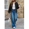 imageCicy Bell Womens Oversized Bomber Jacket Zip Up Collarless Work Casual Blazer Lightweight Fall Pea CoatsBlack