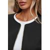 imageCicy Bell Womens Oversized Bomber Jacket Zip Up Collarless Work Casual Blazer Lightweight Fall Pea CoatsBlack