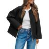 imageCicy Bell Womens Oversized Bomber Jacket Zip Up Collarless Work Casual Blazer Lightweight Fall Pea CoatsBlack