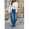 imageCicy Bell Womens Oversized Bomber Jacket Zip Up Collarless Work Casual Blazer Lightweight Fall Pea CoatsWhite
