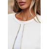 imageCicy Bell Womens Oversized Bomber Jacket Zip Up Collarless Work Casual Blazer Lightweight Fall Pea CoatsWhite