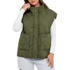 imageCicy Bell Womens Quilted Puffer Vest Stand Collar Zip Up Winter Lightweight Padded Gilet OuterwearArmy Green