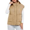 imageCicy Bell Womens Quilted Puffer Vest Stand Collar Zip Up Winter Lightweight Padded Gilet OuterwearKhaki