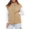 imageCicy Bell Womens Quilted Puffer Vest Stand Collar Zip Up Winter Lightweight Padded Gilet OuterwearKhaki
