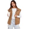 imageCicy Bell Womens Quilted Puffer Vest Stand Collar Zip Up Winter Lightweight Padded Gilet OuterwearLight Brown