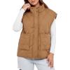imageCicy Bell Womens Quilted Puffer Vest Stand Collar Zip Up Winter Lightweight Padded Gilet OuterwearLight Brown