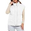 imageCicy Bell Womens Quilted Puffer Vest Stand Collar Zip Up Winter Lightweight Padded Gilet OuterwearWhite
