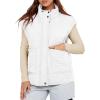 imageCicy Bell Womens Quilted Puffer Vest Stand Collar Zip Up Winter Lightweight Padded Gilet OuterwearWhite
