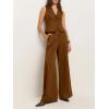 imageCicy Bell Womens Vest Sets Summer 2 Piece Outfits Button Crop Blazer Vest and Wide Leg Pant SuitsBrown