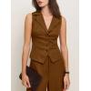 imageCicy Bell Womens Vest Sets Summer 2 Piece Outfits Button Crop Blazer Vest and Wide Leg Pant SuitsBrown