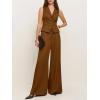 imageCicy Bell Womens Vest Sets Summer 2 Piece Outfits Button Crop Blazer Vest and Wide Leg Pant SuitsBrown