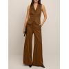 imageCicy Bell Womens Vest Sets Summer 2 Piece Outfits Button Crop Blazer Vest and Wide Leg Pant SuitsBrown