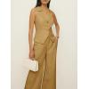 imageCicy Bell Womens Vest Sets Summer 2 Piece Outfits Button Crop Blazer Vest and Wide Leg Pant SuitsKhaki