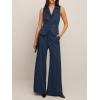 imageCicy Bell Womens Vest Sets Summer 2 Piece Outfits Button Crop Blazer Vest and Wide Leg Pant SuitsNavy