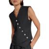 imageCicy Bell Womens Waistcoat Vest Sleeveless Blazers V Neck Button Up Asymmetrical Hem Work Office Suit VestsBlack
