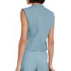 imageCicy Bell Womens Waistcoat Vest Sleeveless Blazers V Neck Button Up Asymmetrical Hem Work Office Suit VestsBlue