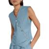 imageCicy Bell Womens Waistcoat Vest Sleeveless Blazers V Neck Button Up Asymmetrical Hem Work Office Suit VestsBlue