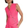 imageCicy Bell Womens Waistcoat Vest Sleeveless Blazers V Neck Button Up Asymmetrical Hem Work Office Suit VestsBright Pink