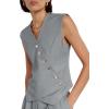 imageCicy Bell Womens Waistcoat Vest Sleeveless Blazers V Neck Button Up Asymmetrical Hem Work Office Suit VestsGrey