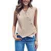 imageCicy Bell Womens Waistcoat Vest Sleeveless Blazers V Neck Button Up Asymmetrical Hem Work Office Suit VestsKhaki