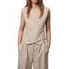 imageCicy Bell Womens Waistcoat Vest Sleeveless Blazers V Neck Button Up Asymmetrical Hem Work Office Suit VestsKhaki