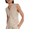 imageCicy Bell Womens Waistcoat Vest Sleeveless Blazers V Neck Button Up Asymmetrical Hem Work Office Suit VestsKhaki