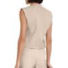 imageCicy Bell Womens Waistcoat Vest Sleeveless Blazers V Neck Button Up Asymmetrical Hem Work Office Suit VestsKhaki