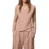 imageCicy Bell Womens Waistcoat Vest Sleeveless Blazers V Neck Button Up Asymmetrical Hem Work Office Suit VestsLight Pink