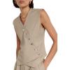 imageCicy Bell Womens Waistcoat Vest Sleeveless Blazers V Neck Button Up Asymmetrical Hem Work Office Suit VestsTaupe