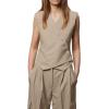 imageCicy Bell Womens Waistcoat Vest Sleeveless Blazers V Neck Button Up Asymmetrical Hem Work Office Suit VestsTaupe