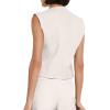 imageCicy Bell Womens Waistcoat Vest Sleeveless Blazers V Neck Button Up Asymmetrical Hem Work Office Suit VestsWhite