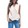 imageCicy Bell Womens Waistcoat Vest Sleeveless Blazers V Neck Button Up Asymmetrical Hem Work Office Suit VestsWhite