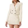 imageCicy Bell Womens 2 Piece Outfits Cropped Blazer Casual Double Breasted Suit Jackets and Mini Skirt SetsCreamy White