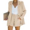 imageCicy Bell Womens 2 Piece Suit Sets Casual Long Sleeve Blazer Jackets and High Waisted Shorts OutfitsLight Khaki