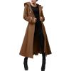 imageCicy Bell Womens Long DoubleBreasted Hooded Coat Winter Warm Wool Trench Coat with BeltsBrown