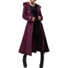 imageCicy Bell Womens Long DoubleBreasted Hooded Coat Winter Warm Wool Trench Coat with BeltsBurgundy