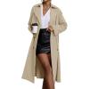 imageCicy Bell Womens Long Trench Coat Double Breasted Lapel Midi Jacket with Belt OvercoatKhaki