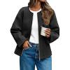 imageCicy Bell Womens Oversized Bomber Jacket Zip Up Collarless Work Casual Blazer Lightweight Fall Pea CoatsBlack