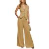 imageCicy Bell Womens Vest Sets Summer 2 Piece Outfits Button Crop Blazer Vest and Wide Leg Pant SuitsKhaki