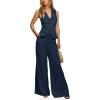 imageCicy Bell Womens Vest Sets Summer 2 Piece Outfits Button Crop Blazer Vest and Wide Leg Pant SuitsNavy